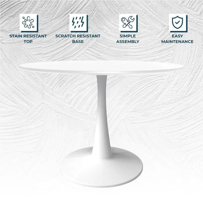40-Inch Round Dining Table with MDF Top and Steel Base