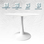40-Inch Round Dining Table with MDF Top and Steel Base