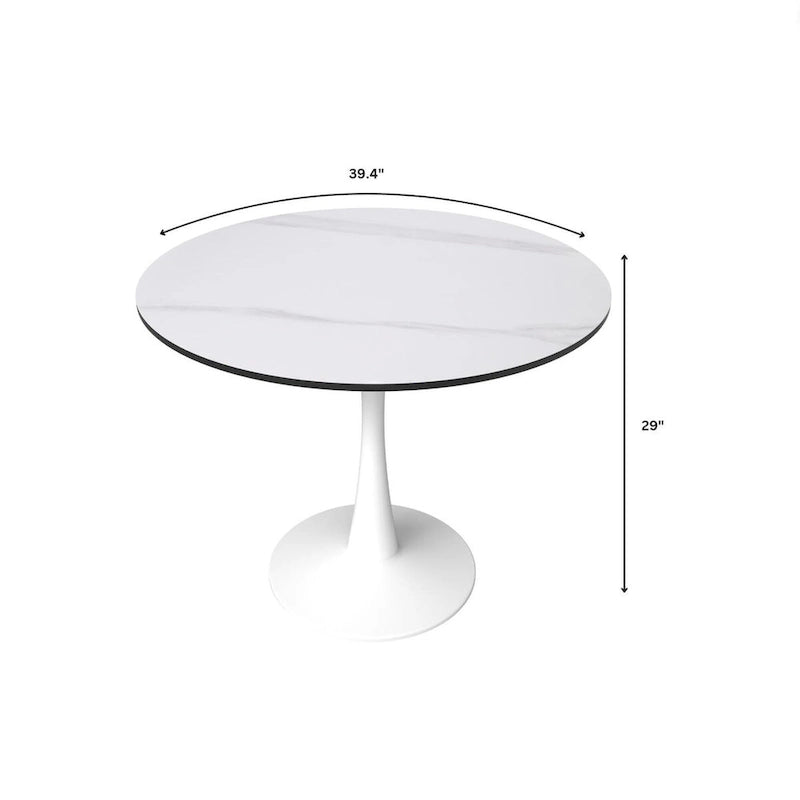 40-Inch Round Dining Table with MDF Top and Steel Base
