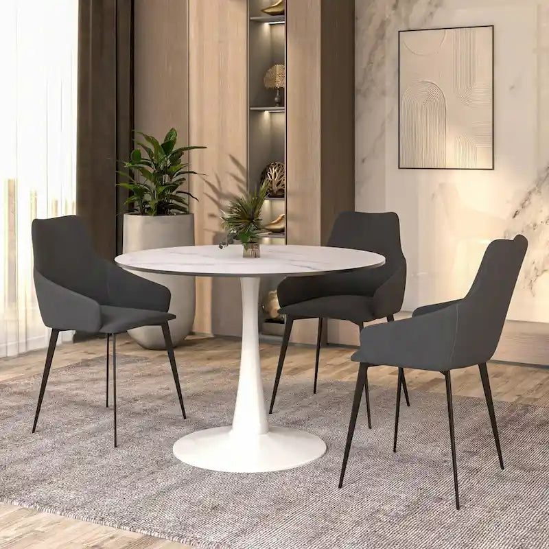 40-Inch Round Dining Table with MDF Top and Steel Base