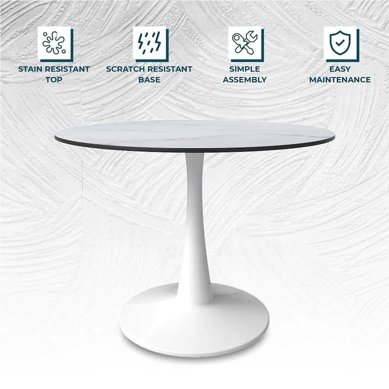 40-Inch Round Dining Table with MDF Top and Steel Base