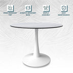 40-Inch Round Dining Table with MDF Top and Steel Base